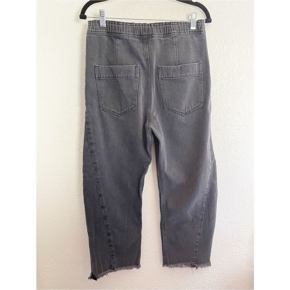 Free People We The Free Wide-Leg barrel leg Jeans raw hem Charcoal washed black - Picture 4 of 8